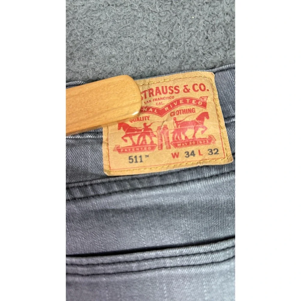 Levis 511 Jeans Mens 34x32 Gray Slim Fit Tapered‎ Stretch Denim Pants